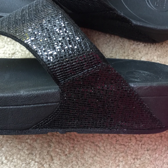 NWT FitFlop Fit Flops Black Sparkly Sandals Sz 10 - Picture 3 of 5
